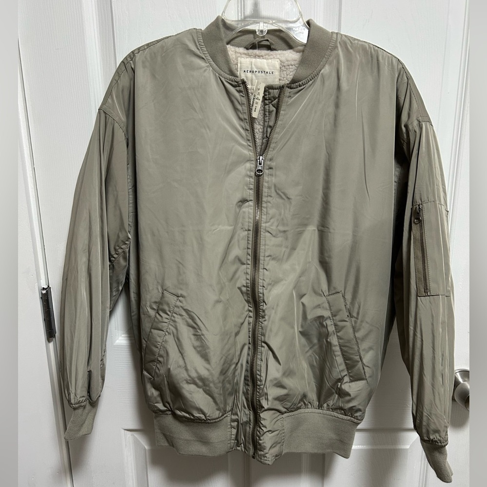 Aeropostale Taupe Zip-Up Jacket